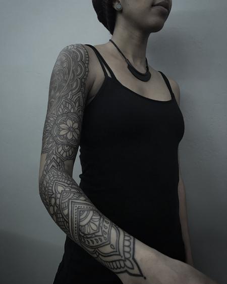 Tattoos - Henna inspire line work sleeve  - 125632